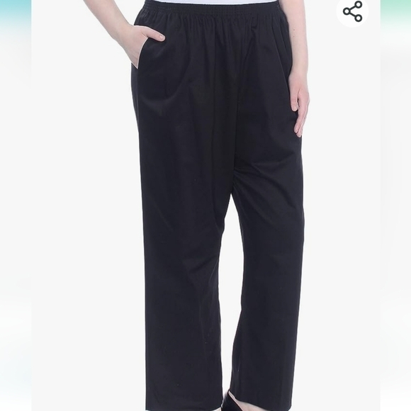 Alfred Dunner Black  Around Elastic Waist Cotton Medium Twill Pants NWT Size 16 - Picture 1 of 6